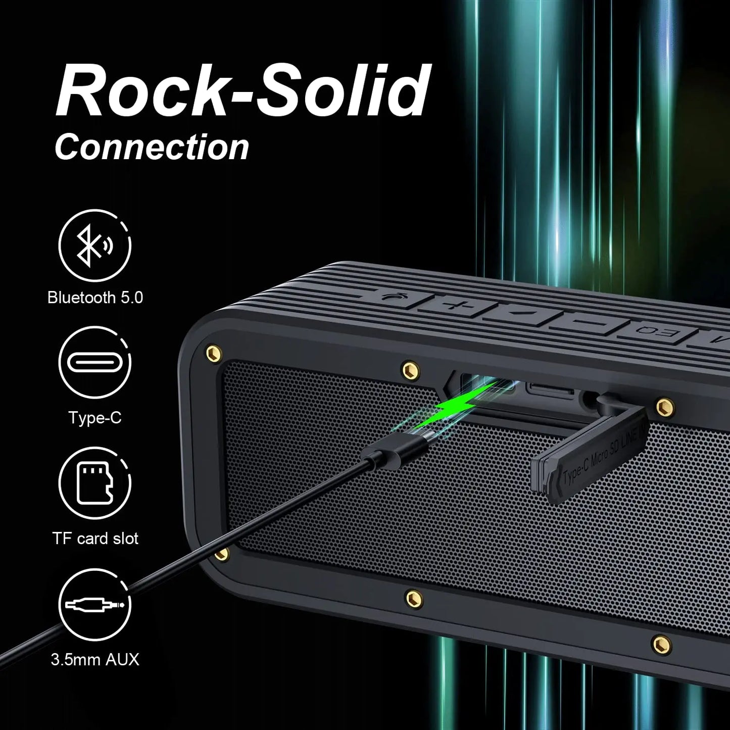 M4 Bluetooth Speaker with 40W HD Surround Stereo Sound, Enhanced Bass, IPX7 Waterproof, TWS, EQ, for Home, Outdoor