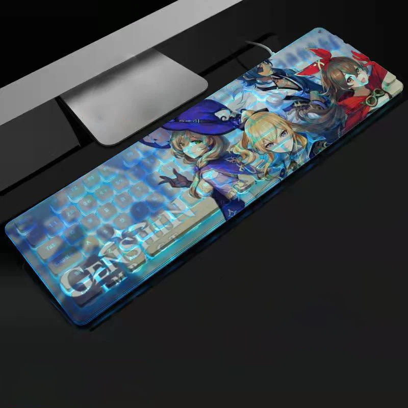 Anime Gaming Keyboard 104 Keys Mute USB Wired Backlit Gaming Keyboard Chocolate Keycap for Office Laptop PC Games