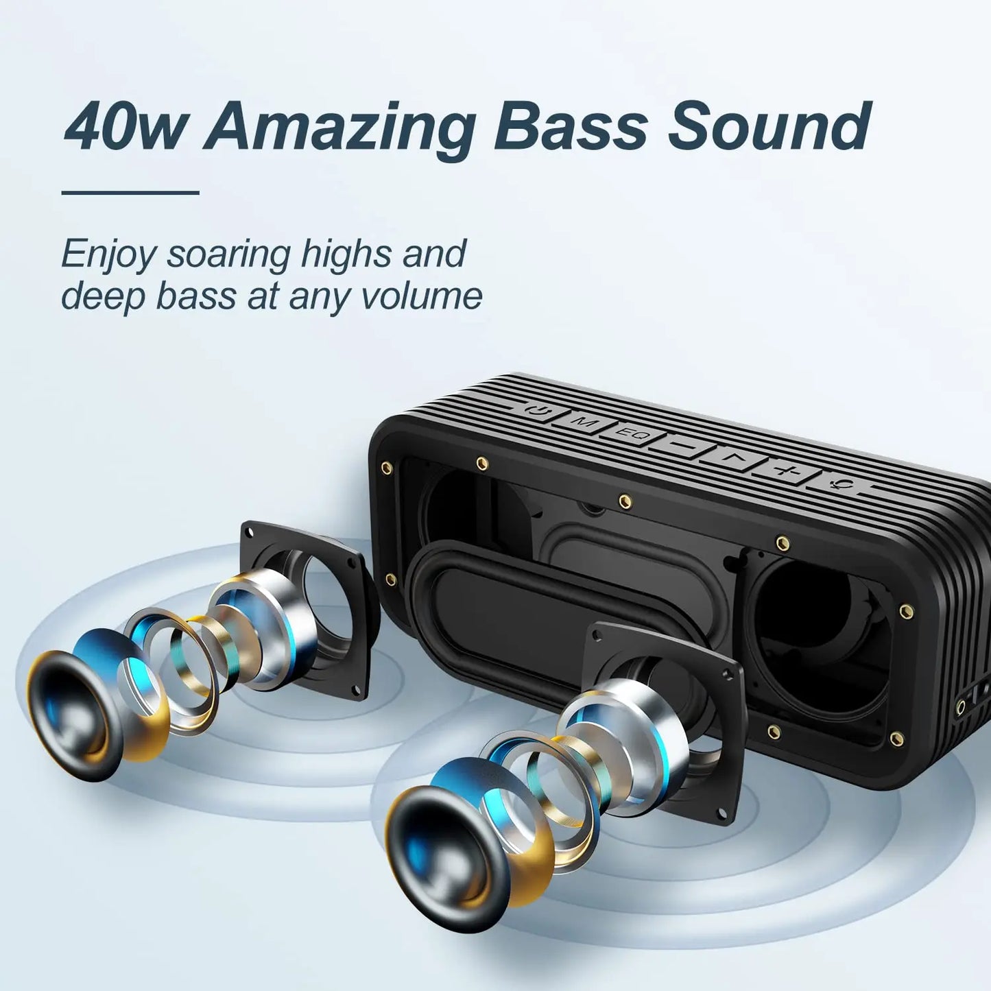 M4 Bluetooth Speaker with 40W HD Surround Stereo Sound, Enhanced Bass, IPX7 Waterproof, TWS, EQ, for Home, Outdoor