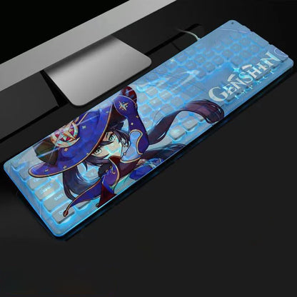 Anime Gaming Keyboard 104 Keys Mute USB Wired Backlit Gaming Keyboard Chocolate Keycap for Office Laptop PC Games