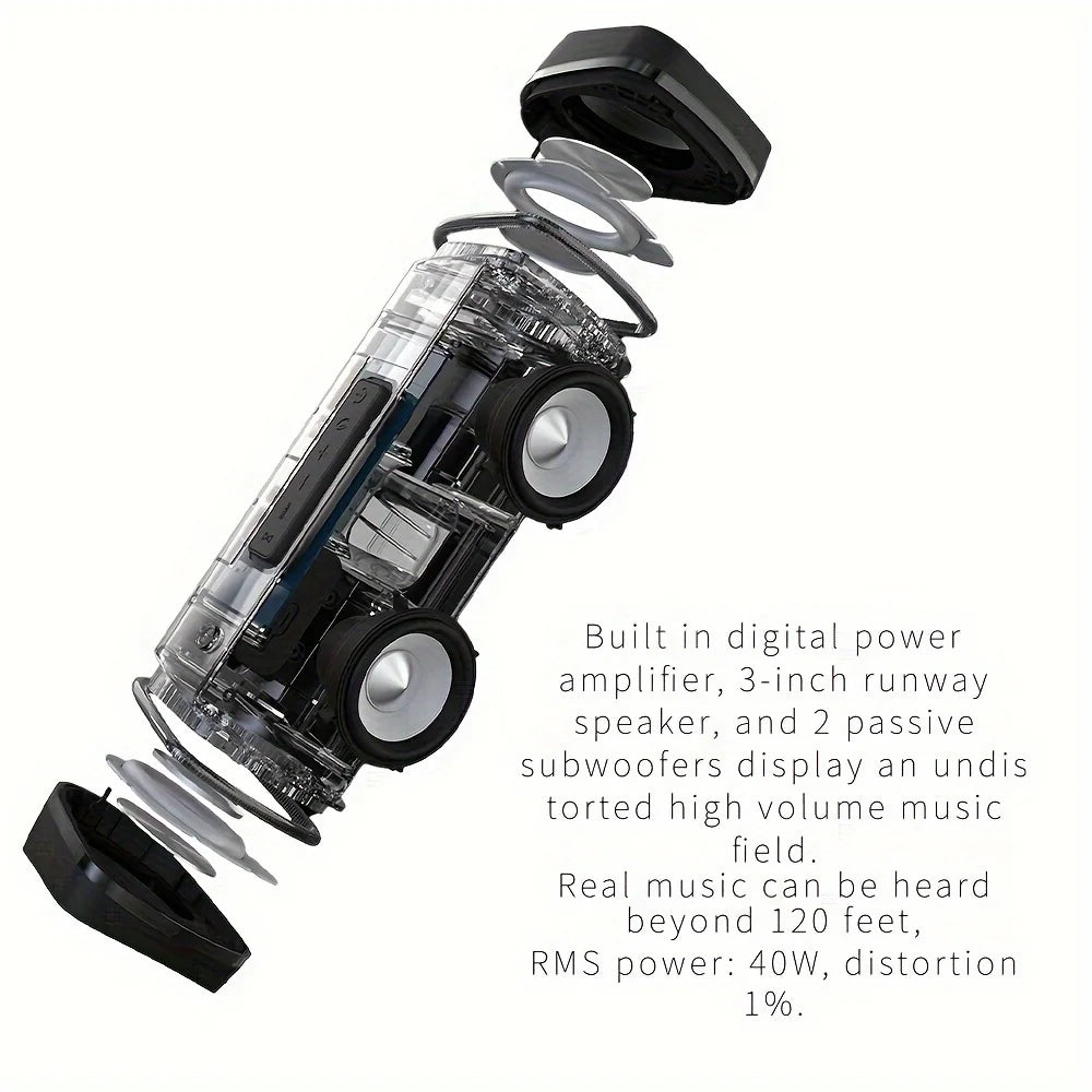 Portable Bluetooth Speaker, IP67 Waterproof Wireless Speaker with 40W Stereo Sound, Mini Speaker with Wireless Stereo Pairing