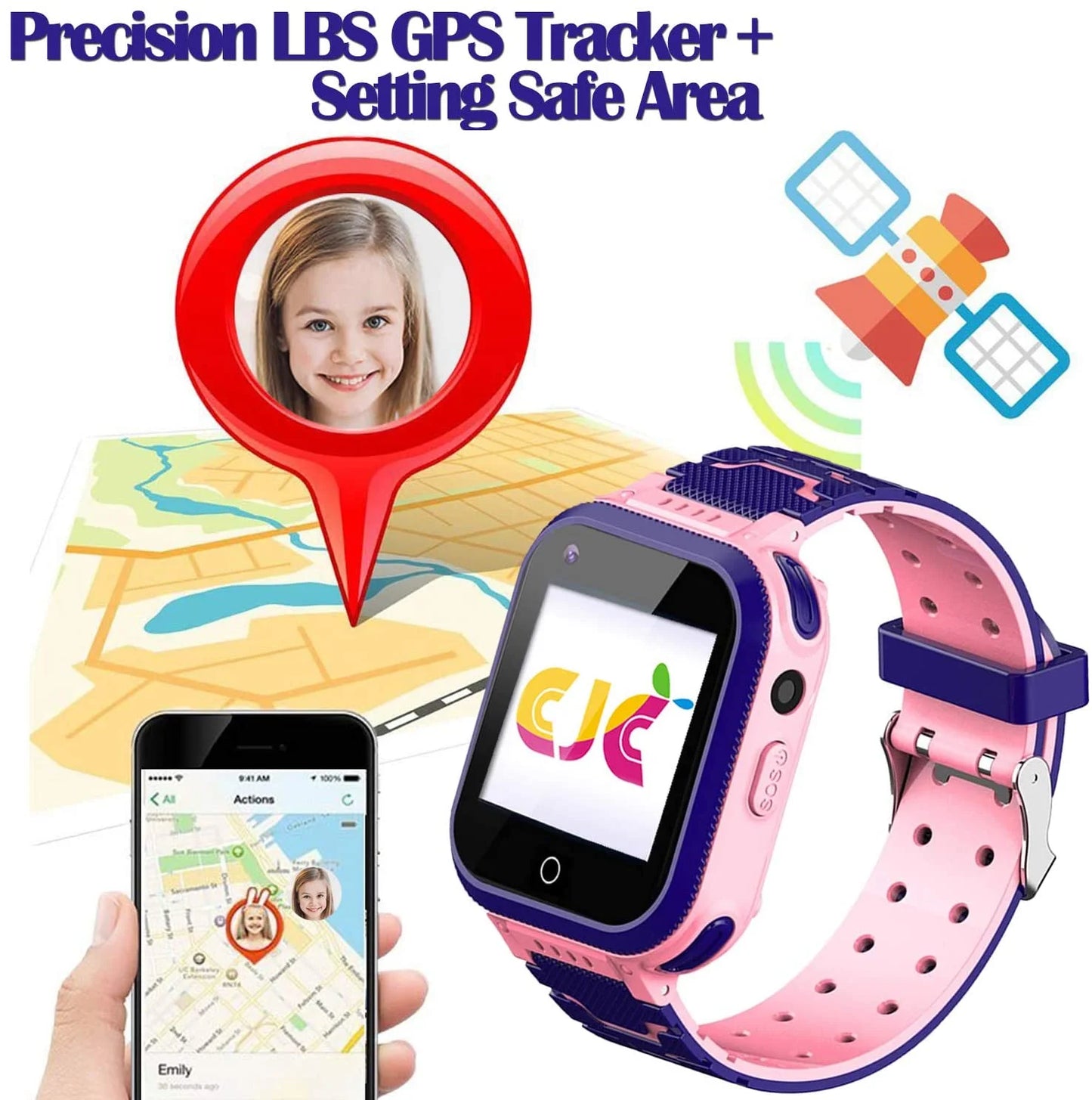 4G Kids Smart Watch,Kids Phone Smartwatch W GPS Tracker Waterproof,Alarm,Pedometer,Camera,Sos,Touch Screen Wifi Bluetooth Digital Wrist Watch for Boys Girls Android Ios,3-12 Years Old Children Gifts