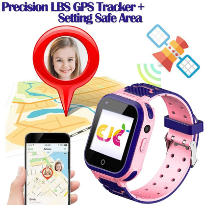 4G Kids Smart Watch,Kids Phone Smartwatch W GPS Tracker Waterproof,Alarm,Pedometer,Camera,Sos,Touch Screen Wifi Bluetooth Digital Wrist Watch for Boys Girls Android Ios,3-12 Years Old Children Gifts