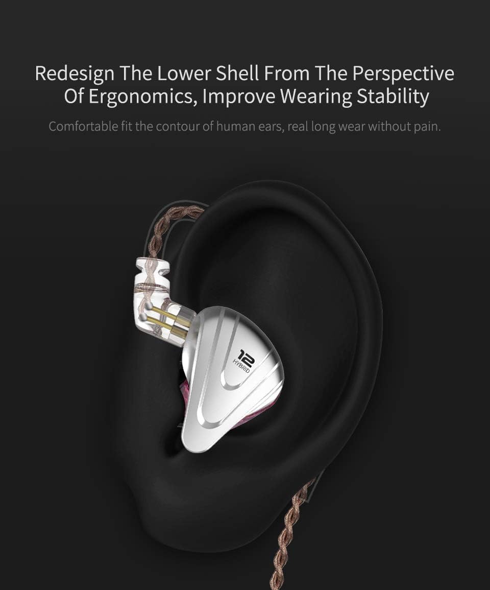 KZ ZSX in Ear Headphone Monitor, Hybrid Hifi IEM Earphone with 5BA 1DD 6 Drivers Wired Earphone, KZ Earbuds with Detachable 2 Pin Cable for Church Band Musician Singer(Black No Mic)