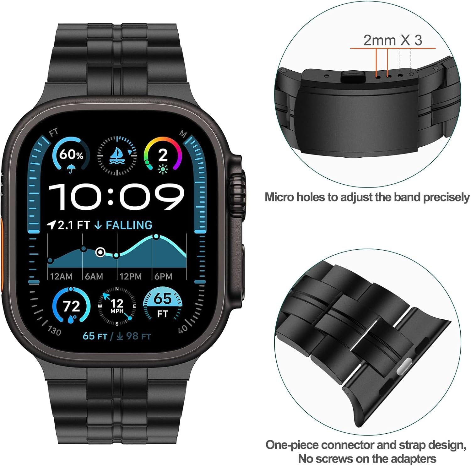 Compatible with Apple Watch Ultra 2 Band, Ultra/Series 10 46Mm Genuine Titanium Apple Watch Bands for Men