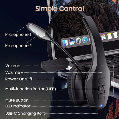 Wireless Headphone Blue Parrot Headset Bluetooth Truck Driver Noise Cancelling