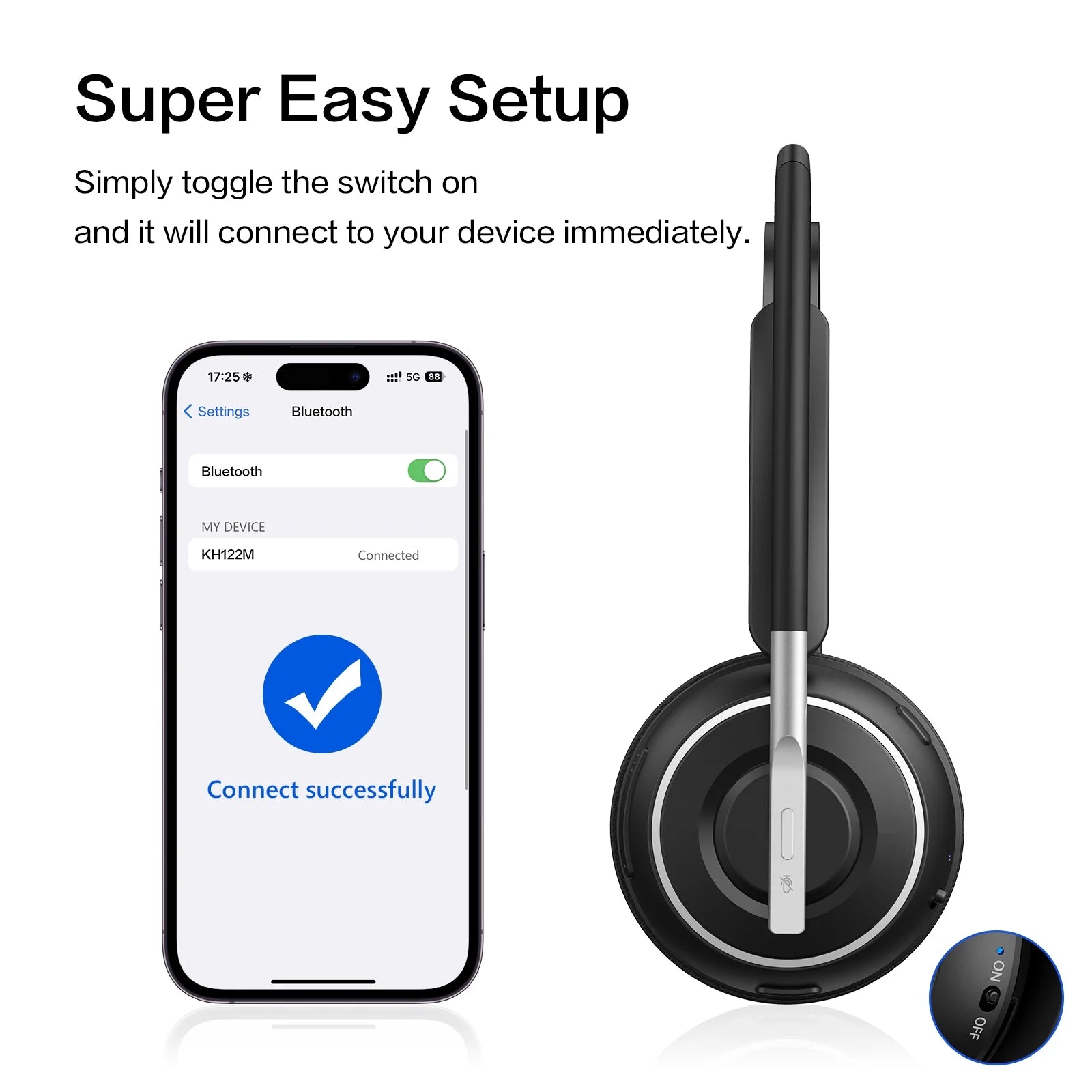 V5.2 Computer Bluetooth Headset with Microphone for PC, with Noise Cancelling Mic, USB Dongle, Charging Base & Mute Button for Work/Cell Phones/Computer/Call Center/Zoom