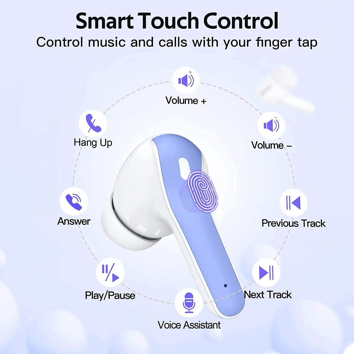 Bluetooth Headphones True Wireless Earbuds 60H Playback LED Power Display Earphones with Wireless Charging Case IPX5 Waterproof In-Ear Earbuds with Mic for TV Smart Phone Laptop Computer Sports