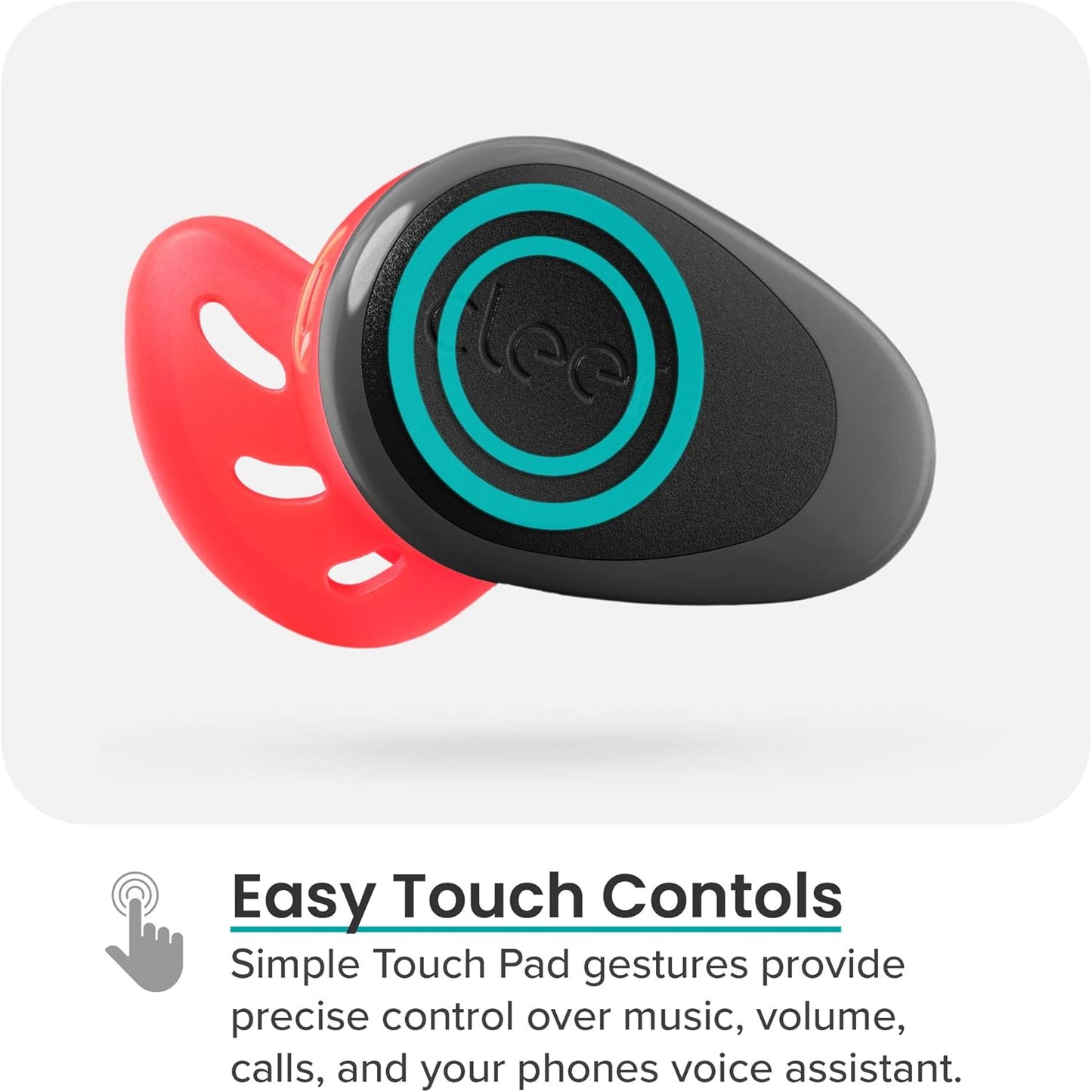 Goal Sport True Wireless Earbuds with 20 Hour Battery, for Workout and Exercise, Water and Sweat Resistant, Touch Controls, and High Audio Quality and Bass, Black/Red