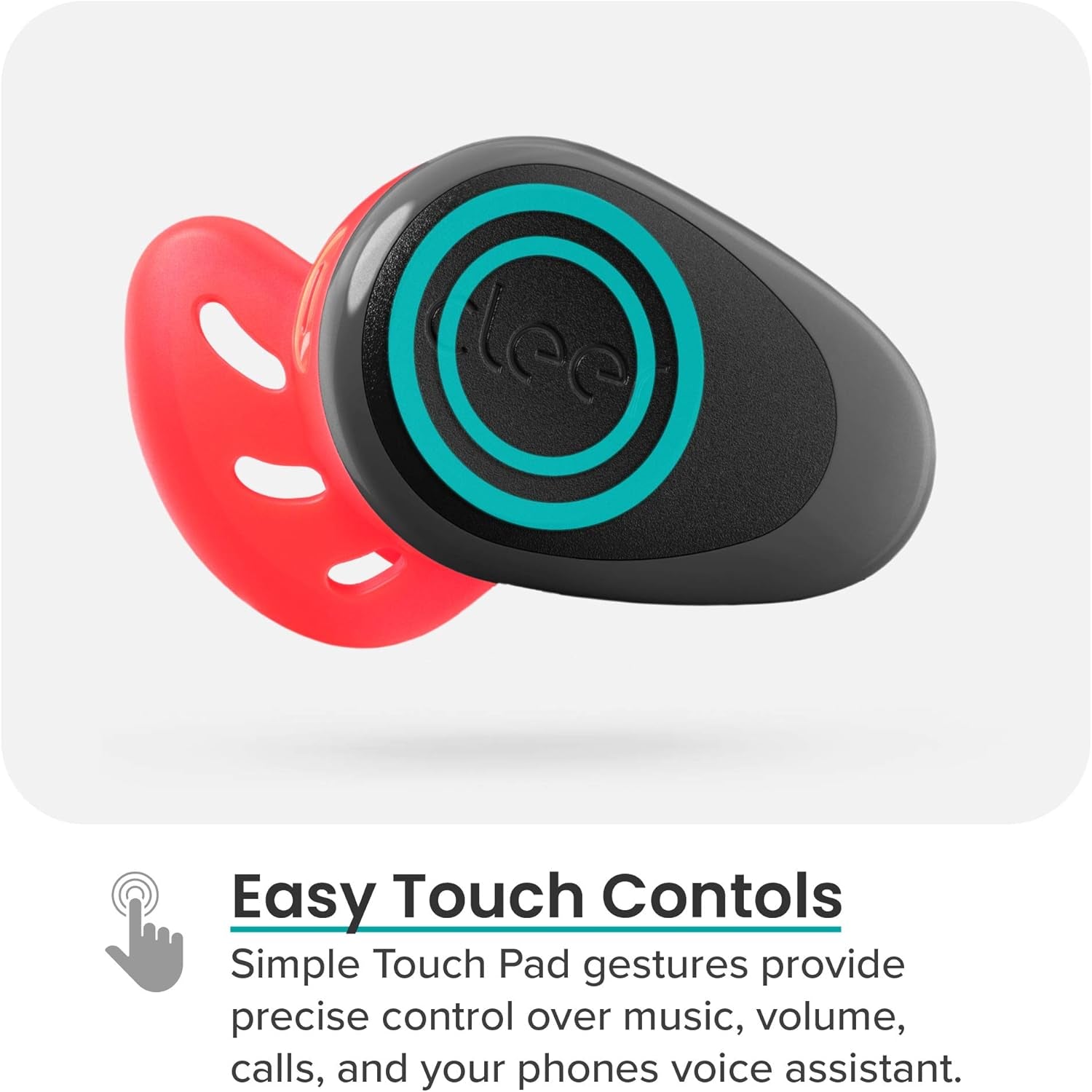 Goal Sport True Wireless Earbuds with 20 Hour Battery, for Workout and Exercise, Water and Sweat Resistant, Touch Controls, and High Audio Quality and Bass, Black/Red