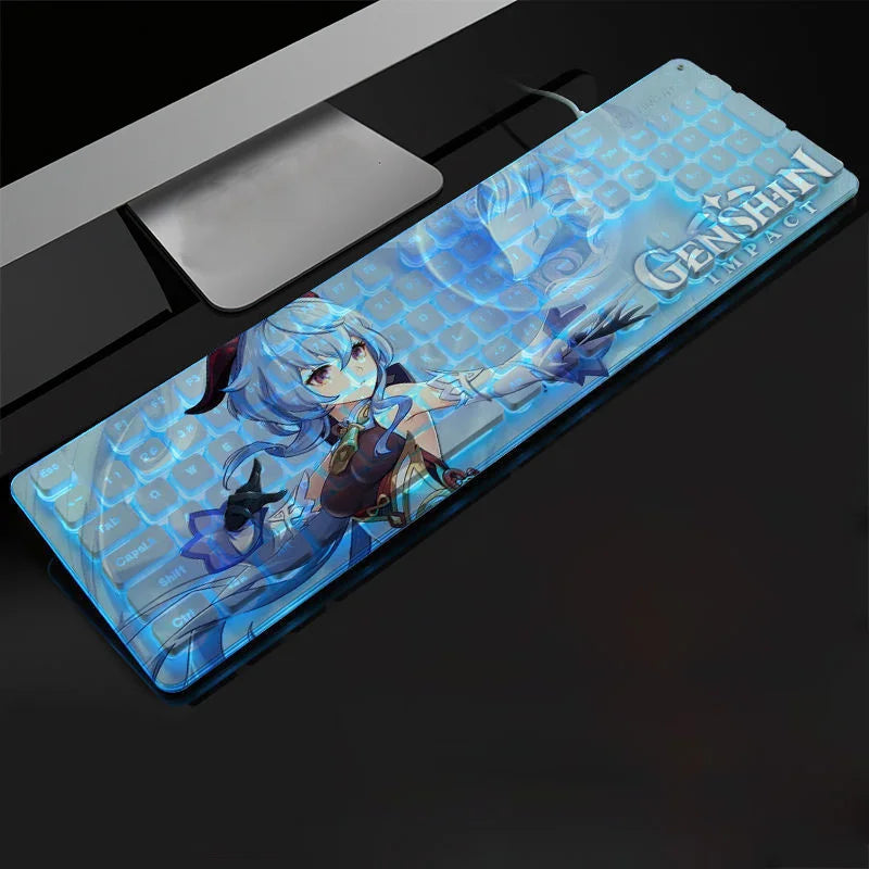 Anime Gaming Keyboard 104 Keys Mute USB Wired Backlit Gaming Keyboard Chocolate Keycap for Office Laptop PC Games