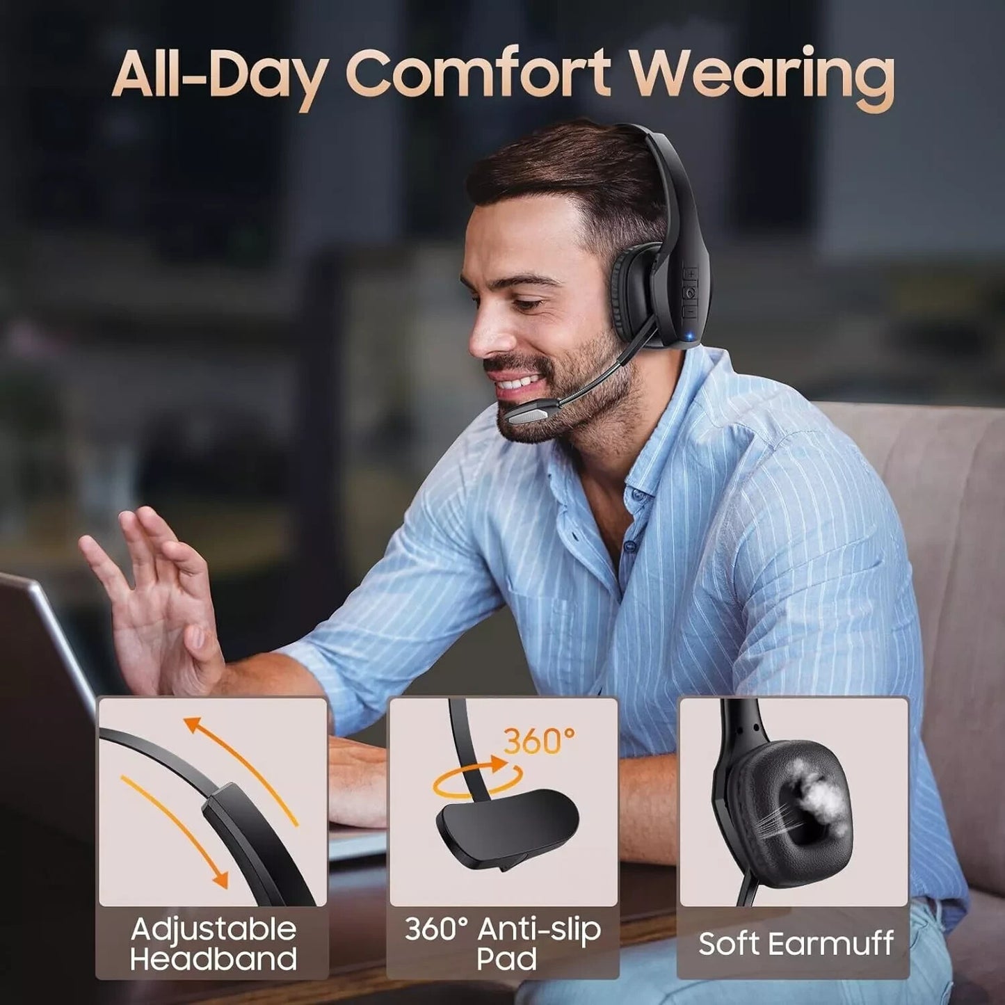 Wireless Headphone Blue Parrot Headset Bluetooth Truck Driver Noise Cancelling