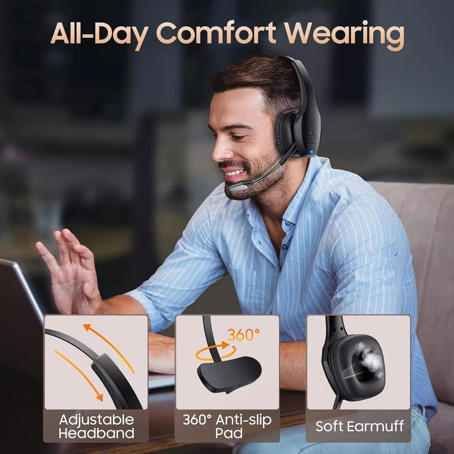 Wireless Headphone Blue Parrot Headset Bluetooth Truck Driver Noise Cancelling