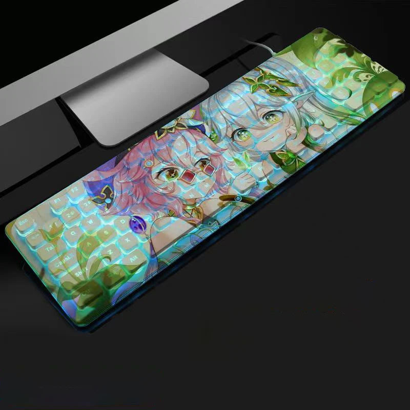 Anime Gaming Keyboard 104 Keys Mute USB Wired Backlit Gaming Keyboard Chocolate Keycap for Office Laptop PC Games