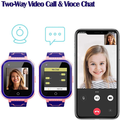 4G Kids Smart Watch,Kids Phone Smartwatch W GPS Tracker Waterproof,Alarm,Pedometer,Camera,Sos,Touch Screen Wifi Bluetooth Digital Wrist Watch for Boys Girls Android Ios,3-12 Years Old Children Gifts