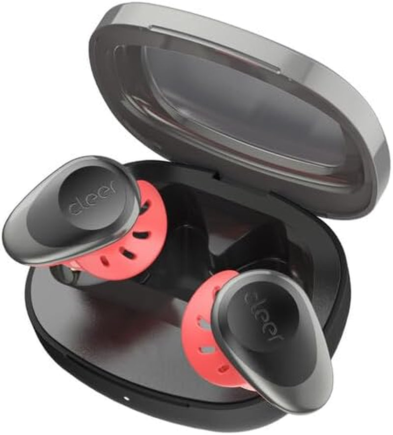 Goal Sport True Wireless Earbuds with 20 Hour Battery, for Workout and Exercise, Water and Sweat Resistant, Touch Controls, and High Audio Quality and Bass, Black/Red