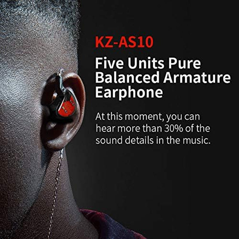 KZ AS10 Pure 5 Balanced Armature 5BA Earphone, Musician in Ear Monitor Headphone High Fidelity Hifi Headset (With Microphone, Green)…